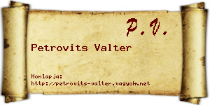 Petrovits Valter névjegykártya